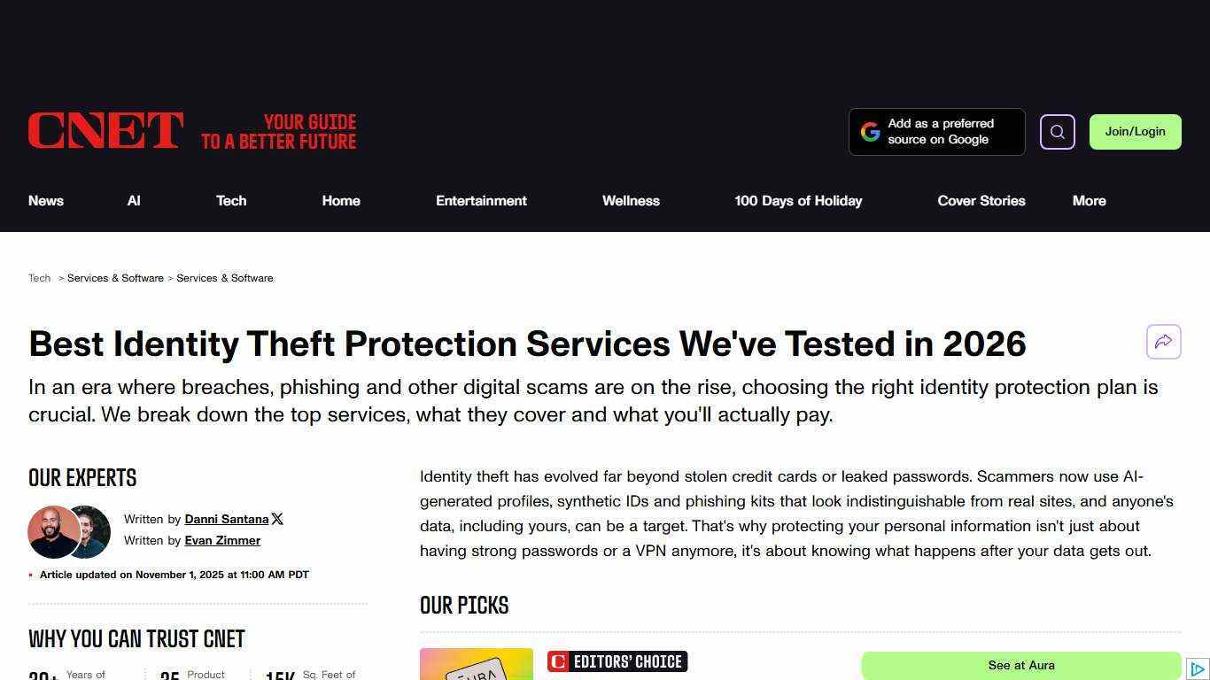 Best Identity Theft Protection Services We've Tested in 2026 - CNET